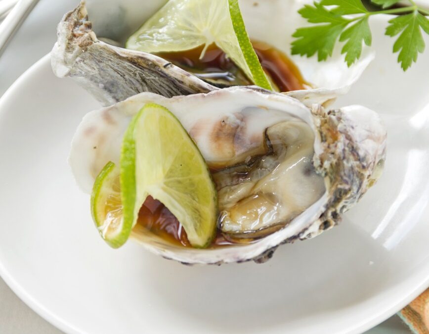 Lime and margarita themed oysters